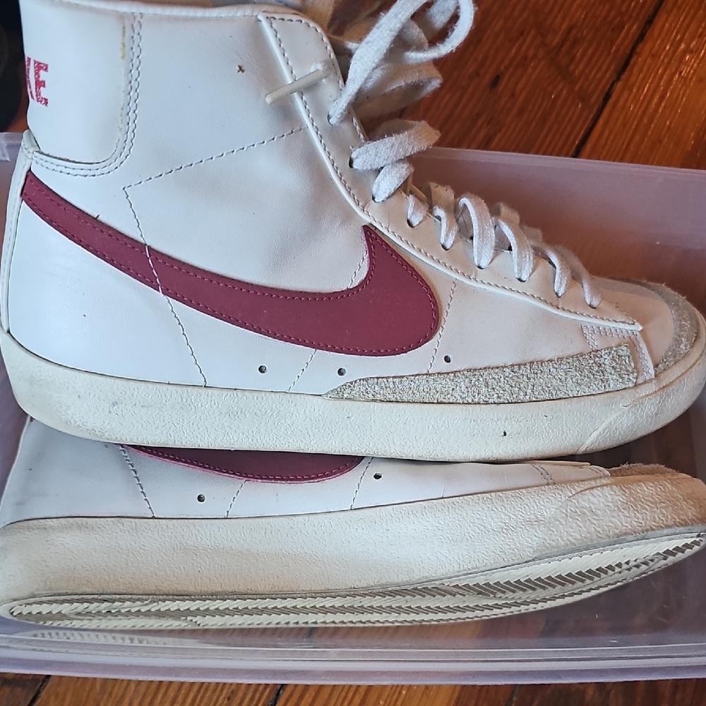 Nike White and Burgundy High-Tops